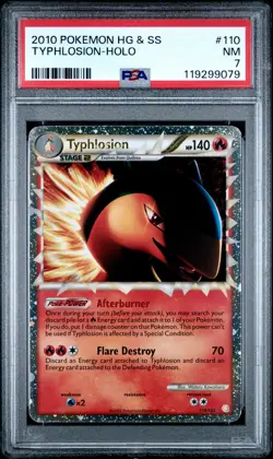 2010 POKEMON HEARTGOLD SOULSILVER TYPHLOSION PRIME #110 ULTRA PSA 7 NM 119299079 - Image 1