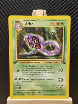 Pokemon 1999 WOTC 1st Edition Fossil Arbok 31/62 - Near Mint - Image 1