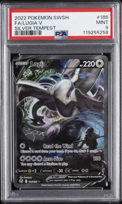 2022 POKEMON SWORD & SHIELD SILVER TEMPEST #186 FULL ART/LUGIA V PSA 9 - Image 1