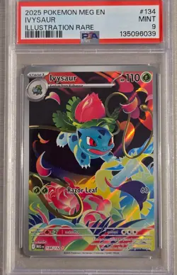 2025 Pokemon Mega Evolution Base #134 Illustration Rare Ivysaur PSA 9 Mint - Image 1