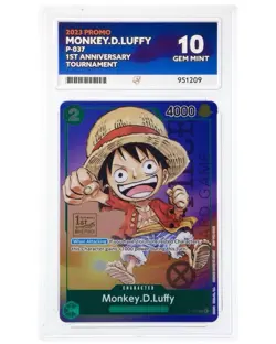 Monkey.D.Luffy P-037 1st Anniversary Tournament Stamp Promo ACE 10 Perfect Subs - Image 1
