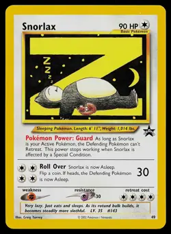Pokemon Card - Snorlax WoTC Black Star Promo 49 Promo - Image 1