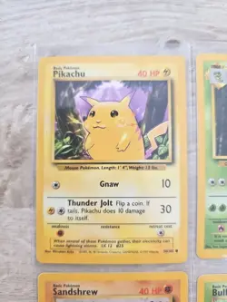 1999 Pokemon Cards Lot Of 4 Base Set Pikachu Bulbasaur Metapod Sandshrew Vintage - Image 2