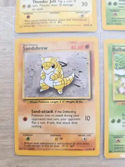 1999 Pokemon Cards Lot Of 4 Base Set Pikachu Bulbasaur Metapod Sandshrew Vintage - Image 4