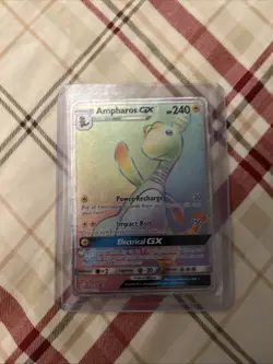 Pokemon Ampharos GX Full Art Rainbow Hyper Rare Card Team Up SM - Image 1
