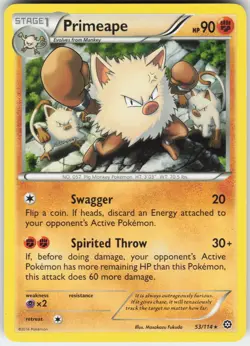 Primeape 53/114 Rare Steam Siege Pokemon Lightly Played - Image 1