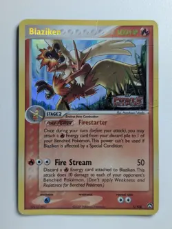 Damaged 2007 Pokemon EX Power Keepers Blaziken 5/108 Holo Rare Reverse Holo - Image 1