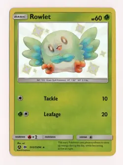 Pokemon Rowlet SV2/SV94 Hidden Fates Holo Rare Shiny Vault NM 2019 English - Image 1