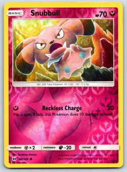 Snubbull (Reverse Holo) SM Base Set 90/149 Tomokazu Komiya Pokemon Card NM - Image 1