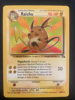 Pokemon Card RAICHU 29/62 RARE 1999 Fossil Set Unlimited Near Mint Non-Holo - Image 1