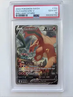 Pokemon TCG Brilliant Stars Charizard v Alt Art 154/172 PSA 10 - Image 1