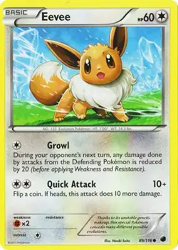 Eevee (89) Common Normal Plasma Freeze 2013 Pokemon TCG 89/116 NM - Image 1