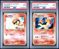 Pokemon Cyndaquil 155/Quilava 156 Chikorita Half Deck PSA 9 MINT Sequential Set - Image 1