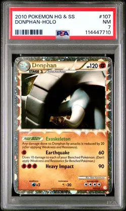2010 POKEMON HEARTGOLD DONPHAN PRIME #107 ULTRA RARE PSA 7 NM #114447710 - Image 1