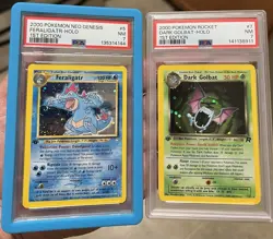 [PSA 7] Pokemon Neo Genesis Feraligatr SWIRL & Dark Golbat Holo 1st Edition - Image 1