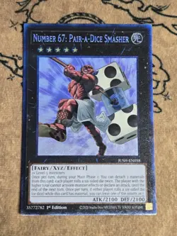 Yugioh Number 67: Pair-a-Dice Smasher JUSH-EN058 1st Edition Collector's Rare NM - Image 1