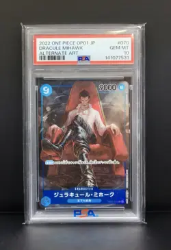 2022 One Piece OP01-070 Dracule Mihawk Alternate Art Japanese PSA 10 GEM MINT - Image 1