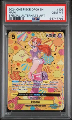 PSA 10 2024 ONE PIECE OP09-EMPERORS IN THE NEW WORLD #106 NAMI SPECIAL ALT ART - Image 1