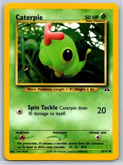 Caterpie - Neo Discovery 53/75 Vintage Yuka Morii WotC Pokemon 151 Card NM - Image 1