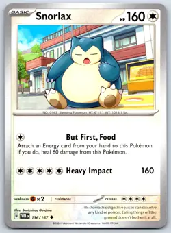 Snorlax - Twilight Masquerade TWM 136/167 Souichirou Gunjima Pokemon TCG Card NM - Image 1