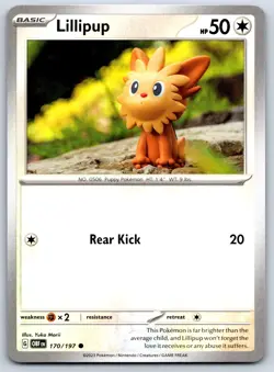 Lillipup - Obsidian Flames OBF 170/197 Yuka Morii Pokemon TCG Card NM - Image 1