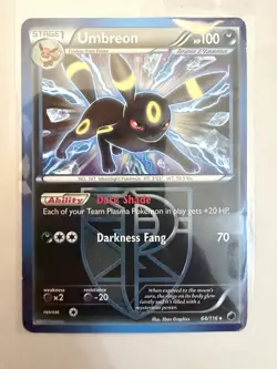 2013 Umbreon 64/116 Team Plasma Pokemon Card Non-Holo (Lightly Played) - Image 1