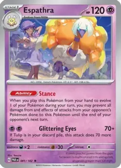 Espathra - 081/182 - Rare - Reverse Holo NM, English Pokemon Paradox Rift - Image 1