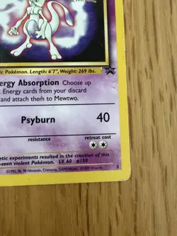 Pokemon TCG Mewtwo Black Star Promos Kids WB Presents 1st Movie Stamp - Image 3