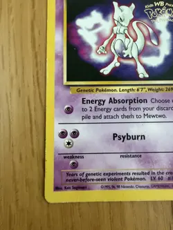 Pokemon TCG Mewtwo Black Star Promos Kids WB Presents 1st Movie Stamp - Image 5