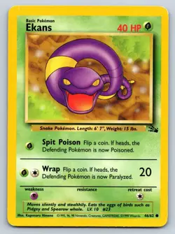Ekans - Fossil 46/62 Vintage WotC Pokemon Card LP - Image 1