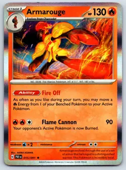 Armarouge - Holo Rare - Paldean Fates PAF 015/091 Pokemon Card NM - Image 1