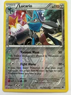 POKEMON LUCARIO 63/124 REVERSE HOLO RARE FATES COLLIDE LP MEGA ALAKAZAM ARTWORK - Image 1