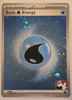 3x Swirls - Pokemon Basic Water Energy Cosmos Holo MEE 003 Prize Play Pack 8 - Image 1