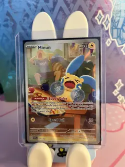 Pokemon TCG Minun Paradox Rift Holo Illustration Card 194/182 NM - Image 1