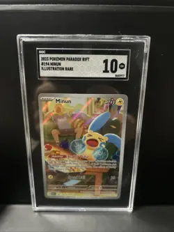 Pokemon TCG Minun 194/182 Full Art Illustration Rare Paradox Rift SGC 10 - Image 1