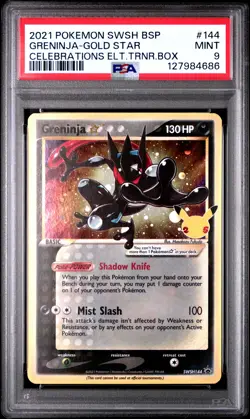 2021 POKEMON SWSH BLACK STAR PROMO #144 GRENINJA-GOLD STAR PSA 9 - Image 1