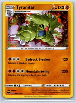 Tyranitar - Holo Rare - Darkness Ablaze 088/189 Pokemon Card NM - Image 1
