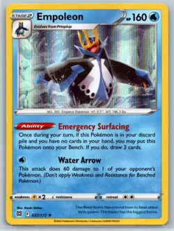 Empoleon - Holo Rare - Brilliant Stars 037/172 Kouki Saitou Pokemon Card NM - Image 1