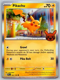 Pikachu Trick or Trade 2023 - Paldea Evolved 062/193 Stamped Pokemon 151 Card NM - Image 1