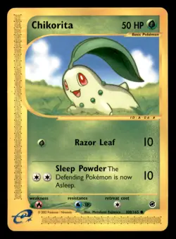 Chikorita 100/165 Common Expedition Base Set Pokemon Moderately Played - Image 1