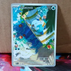 Oshawott Illustration Rare Water Holo SV White Flare #105/086 Pokemon TCG NM - Image 1