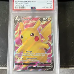 Pokemon Vivid Voltage Pikachu V Full Art Holo 170/185 PSA 9 - Image 1