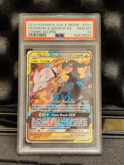 2019 POKEMON SUN & MOON COSMIC ECLIPSE #157 RESHIRAM & ZEKROM GX PSA 10 - Image 3