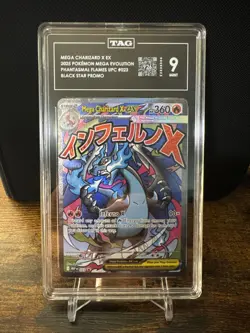 2025 Pokemon Mega Charizard X EX #023 Promo TAG 9 Mint Full Art - Image 1