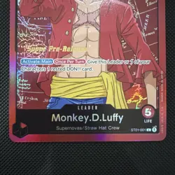 Monkey D. Luffy ST01-001 Super Pre Release Leader One Piece TCG English NM 2022 - Image 3