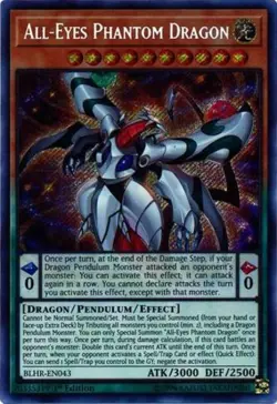 All-Eyes Phantom Dragon - BLHR-EN043 - Secret Rare - 1st Edition NM Yugioh Battl - Image 1