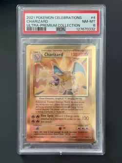 Pokemon Charizard #004/102 Celebrations Metal Card PSA 8 NM-MT - Image 1