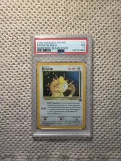 Pokemon Meowth 10 WoTC Promo Holo PSA 7 (Swirl) - Image 1