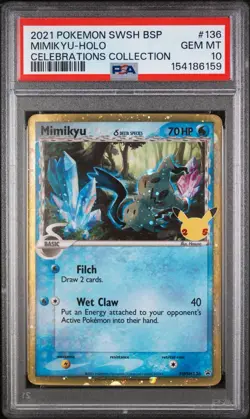 2021 Pokemon Celebrations MIMIKYU Delta Species Promo Card SWSH136 PSA 10 - Image 1