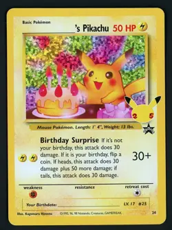 Birthday Pikachu NM 24 - Celebrations Classic Collection 25th - Pokemon - Image 1